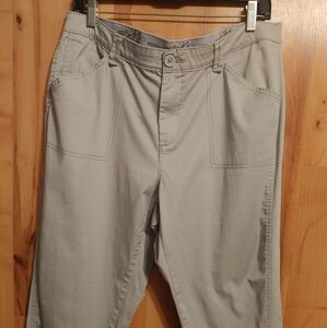 Riders By Lee Womens 12M Pants Straight Leg Khaki Ankle Zip Stretch Cropped